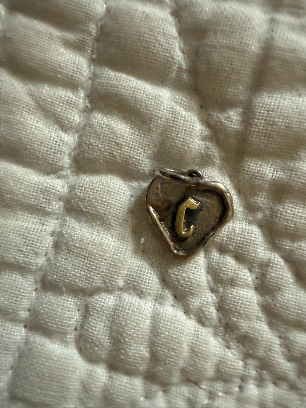 Waxing Poetic Sterling Silver Heart Initial 'C' Charm Pendant - Two-Tone
